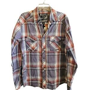 Buckle black label athletic fit mens long sleeve snap front shirt - size medium